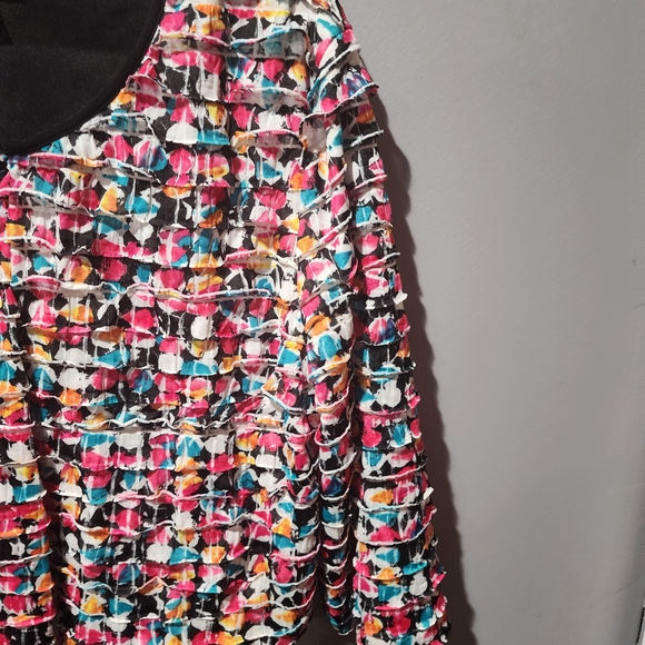 Multicolor Ruffled Cropped Statement Jacket 14/L - Picture 3 of 6